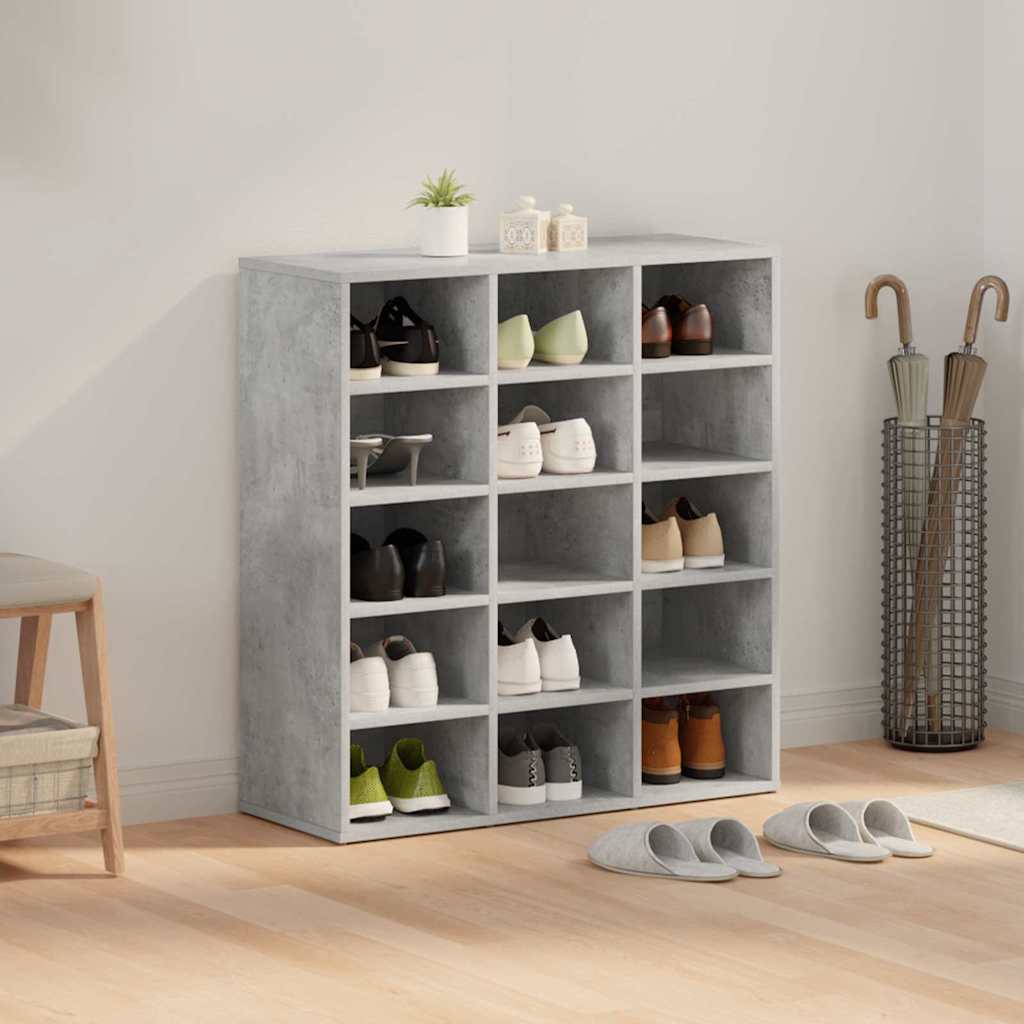 Skoskab med hylde Betongrå 77,5 x 30 x 83,5 cm Konstrueret træ