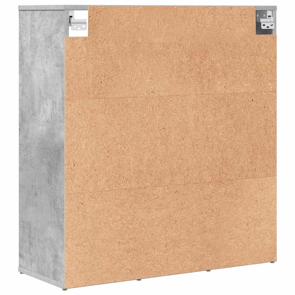 Skoskab med hylde Betongrå 77,5 x 30 x 83,5 cm Konstrueret træ