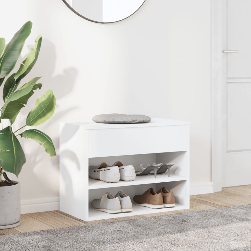 skobænk 60x30x45 cm konstrueret træ hvid