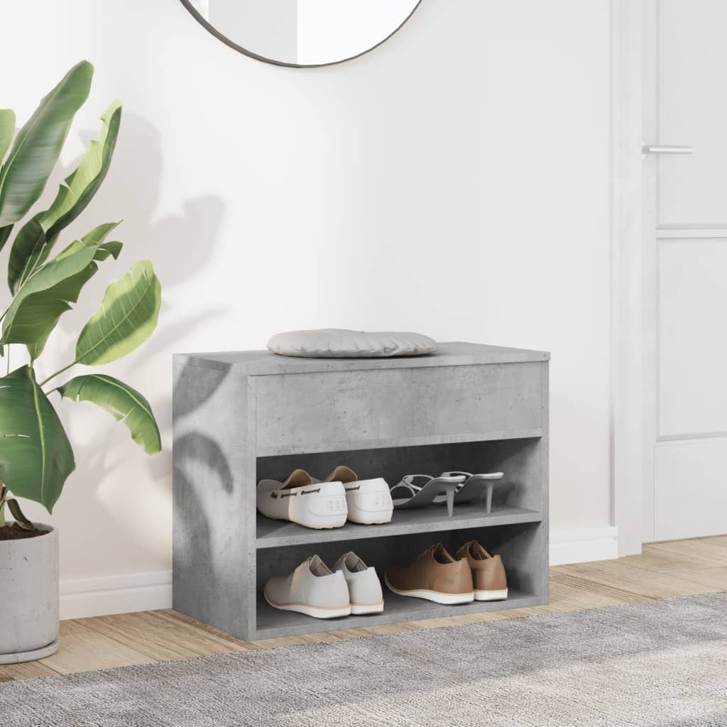 skobænk 60x30x45 cm konstrueret træ betongrå