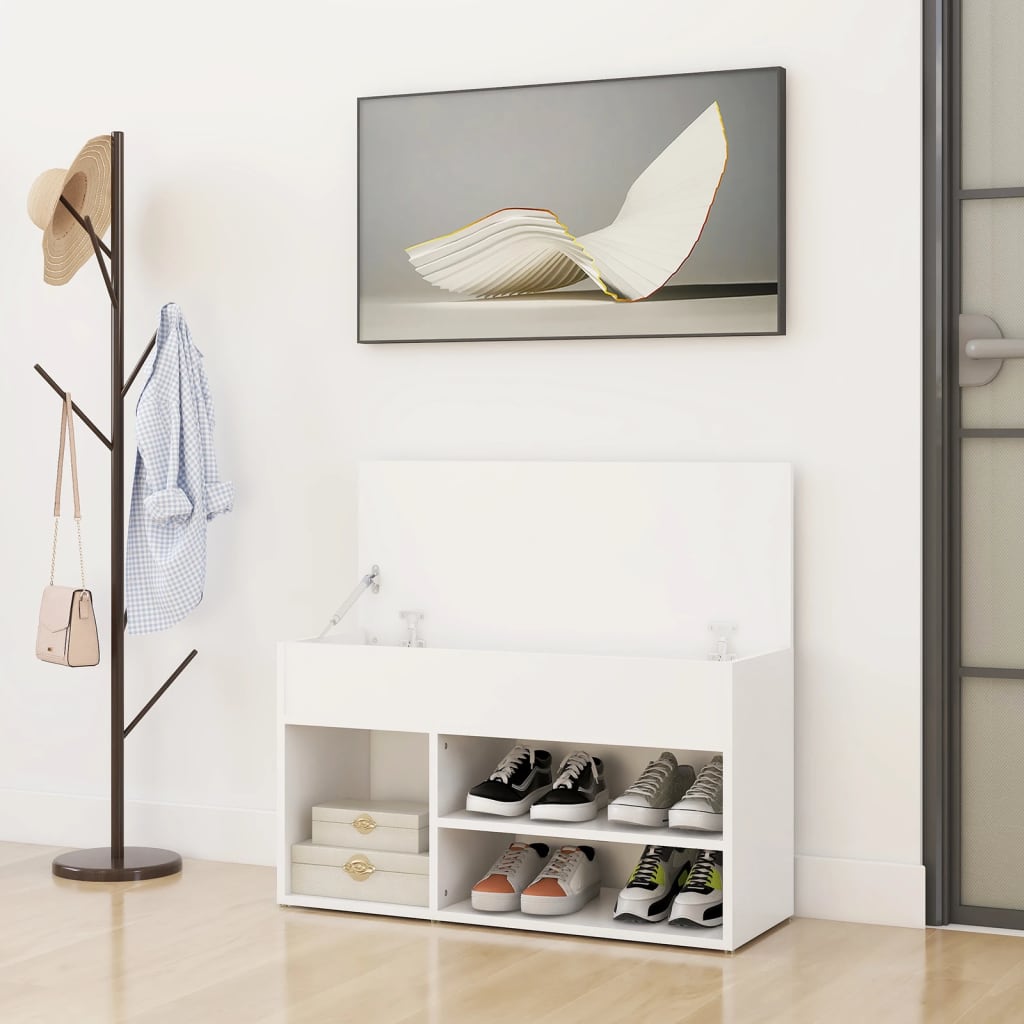 skobænk 80x30x45 cm konstrueret træ hvid