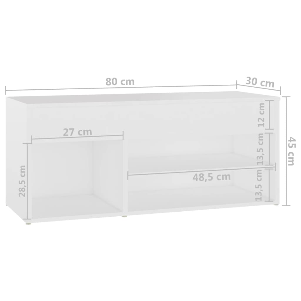 skobænk 80x30x45 cm konstrueret træ hvid