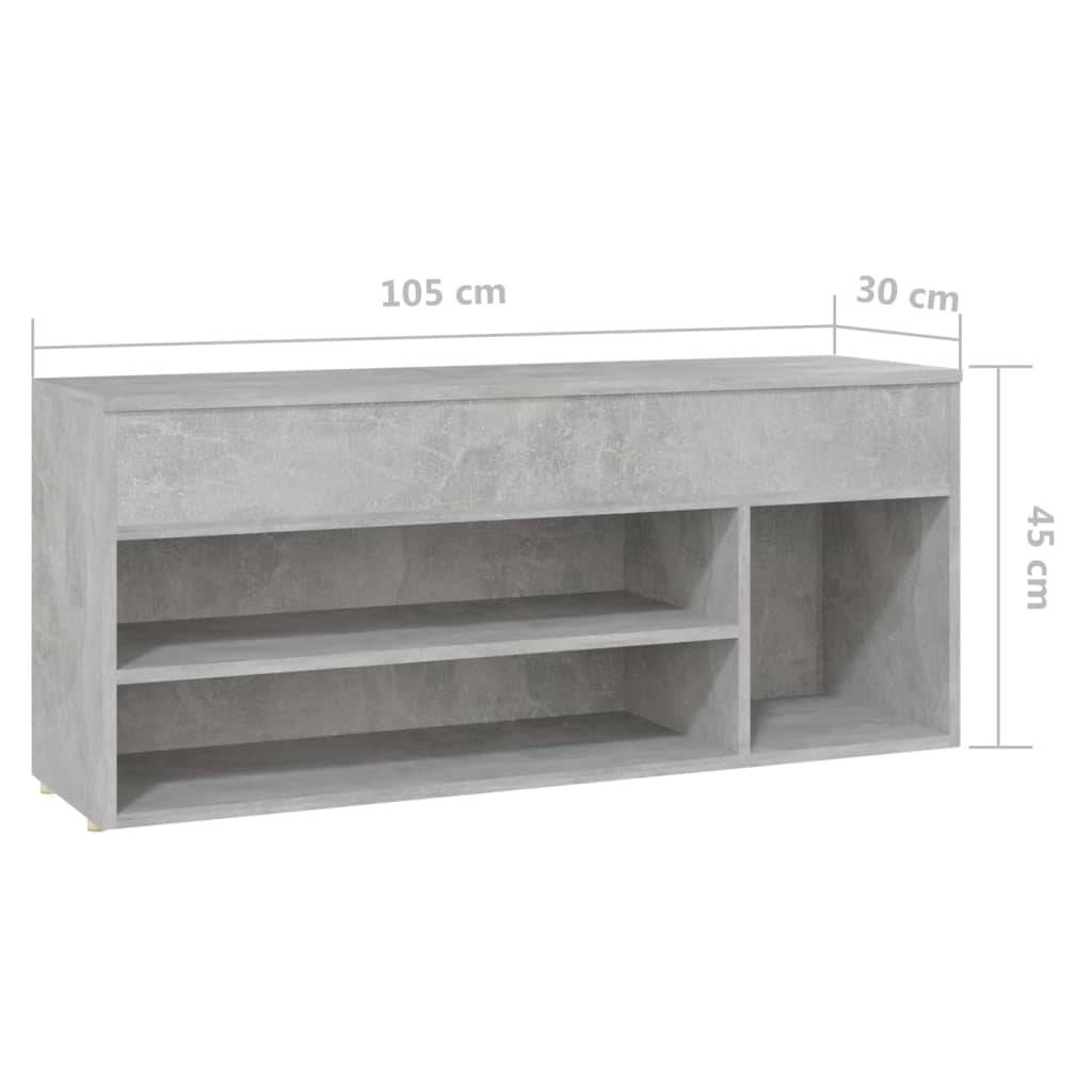 skobænk 105x30x45 cm konstrueret træ betongrå