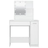 makeupbord med LED-lys 86,5x35x136 cm hvid