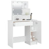 makeupbord med LED-lys 86,5x35x136 cm hvid