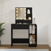 makeupbord med LED-lys 86,5x35x136 cm sort