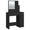 makeupbord med LED-lys 86,5x35x136 cm sort