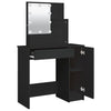 makeupbord med LED-lys 86,5x35x136 cm sort