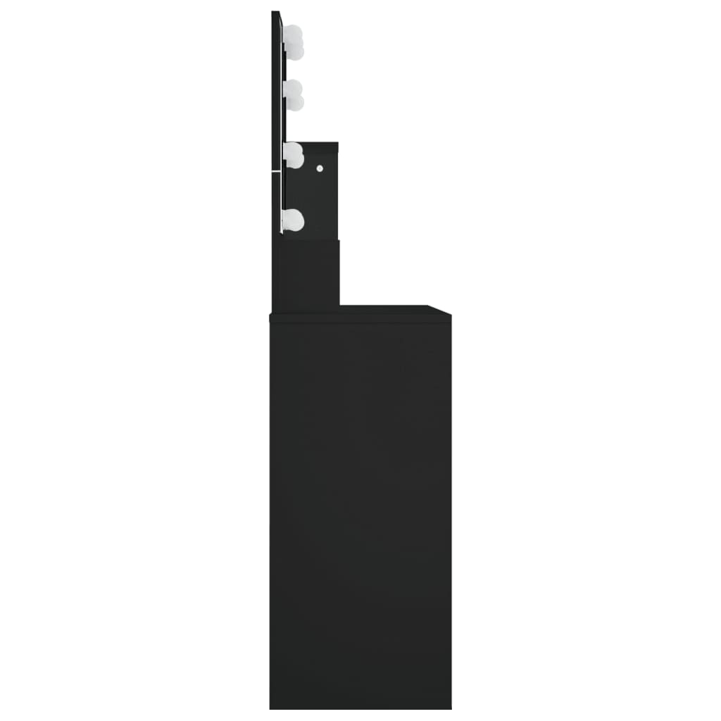 makeupbord med LED-lys 86,5x35x136 cm sort