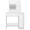 makeupbord med LED-lys 86,5x35x136 cm hvid højglans