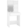 makeupbord med LED-lys 60x40x140 cm hvid