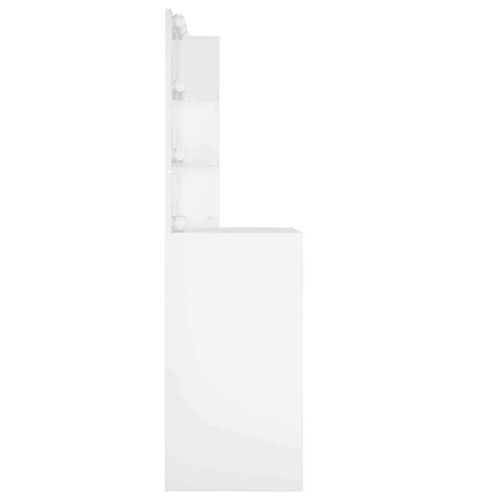 makeupbord med LED-lys 60x40x140 cm hvid