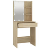 makeupbord med LED-lys 60x40x140 cm sonoma-eg