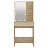 makeupbord med LED-lys 60x40x140 cm sonoma-eg