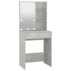 makeupbord med LED-lys 60x40x140 cm betongrå