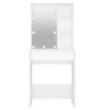 makeupbord med LED-lys 60x40x140 cm hvid højglans