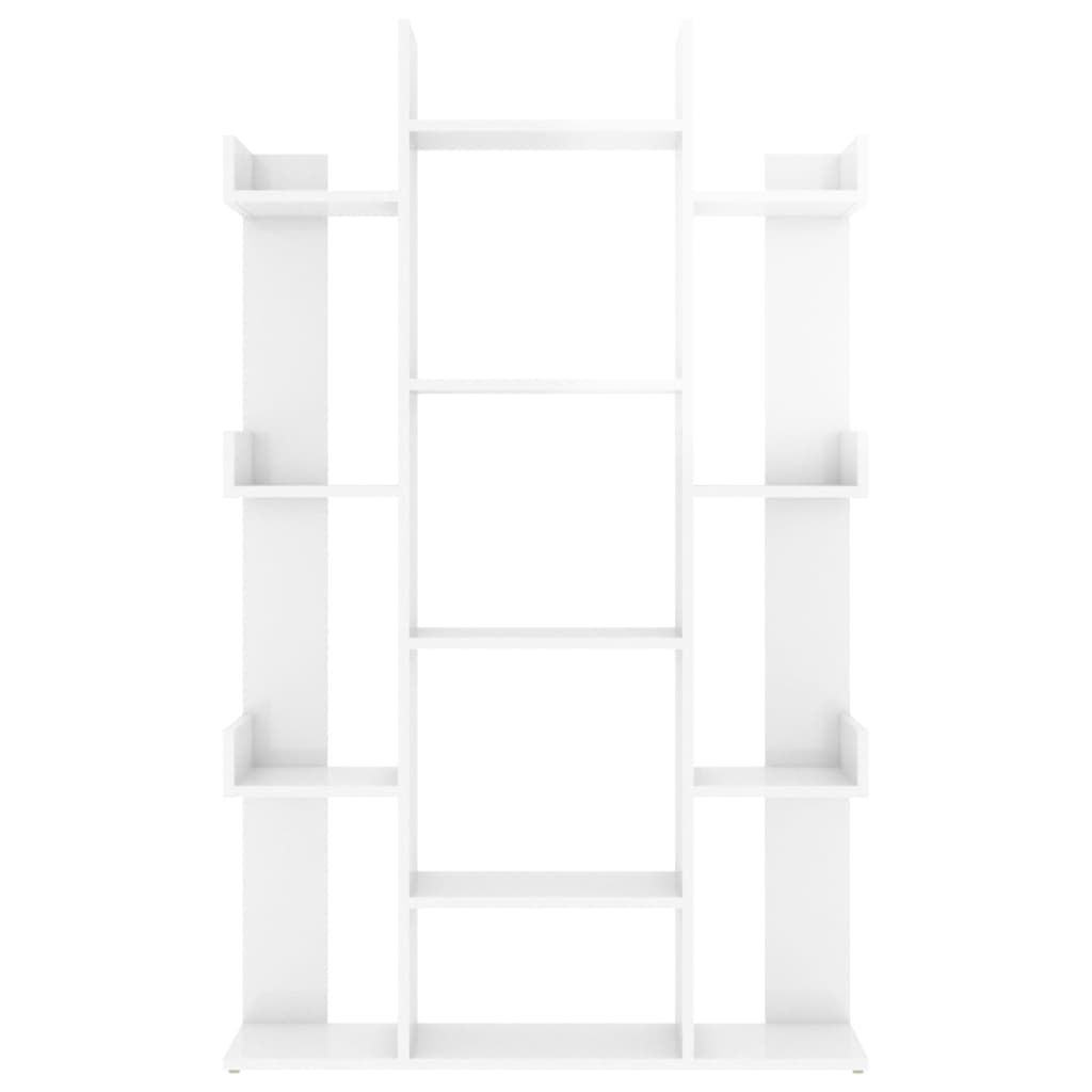 bogreol 86x25,5x140 cm konstrueret træ hvid højglans