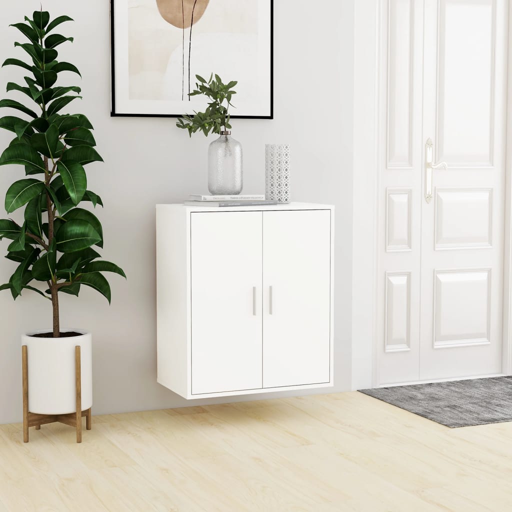 skoskab 60x35x70 cm konstrueret træ hvid