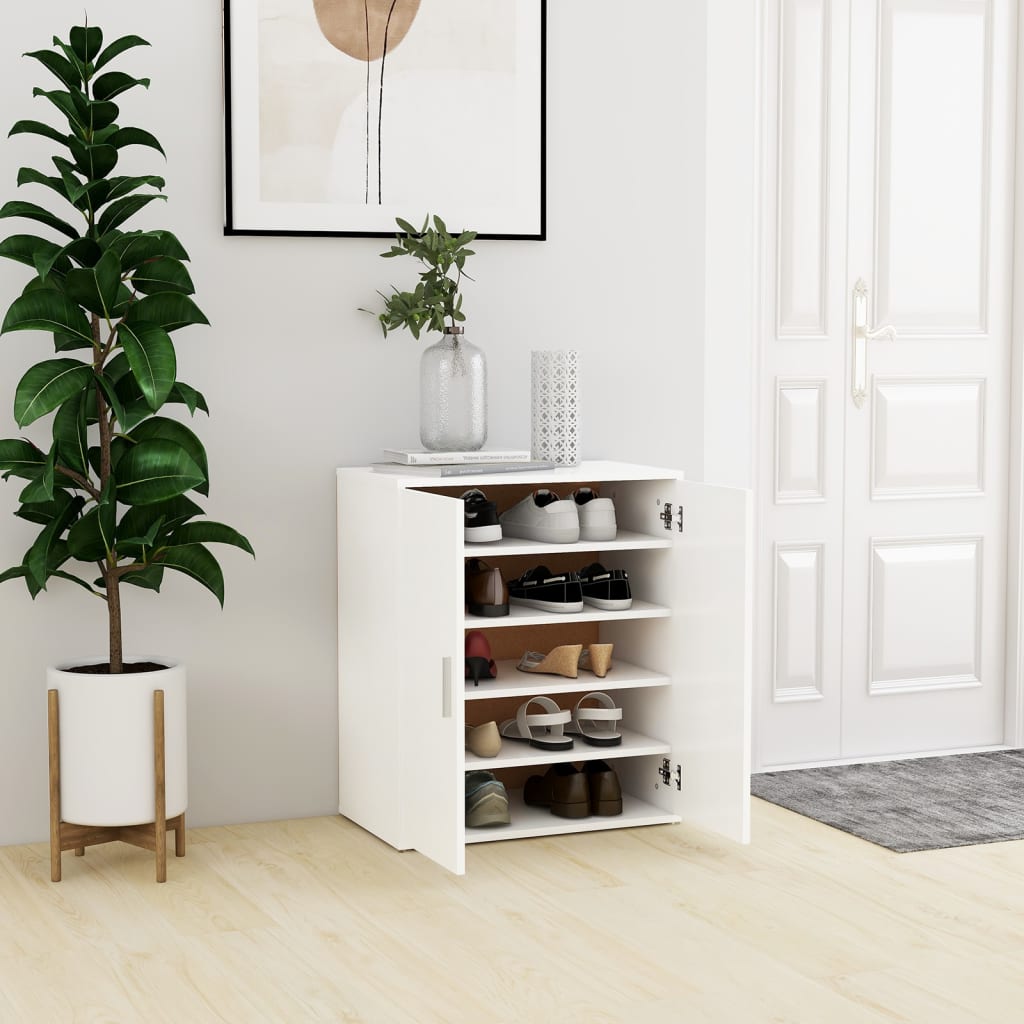 skoskab 60x35x70 cm konstrueret træ hvid