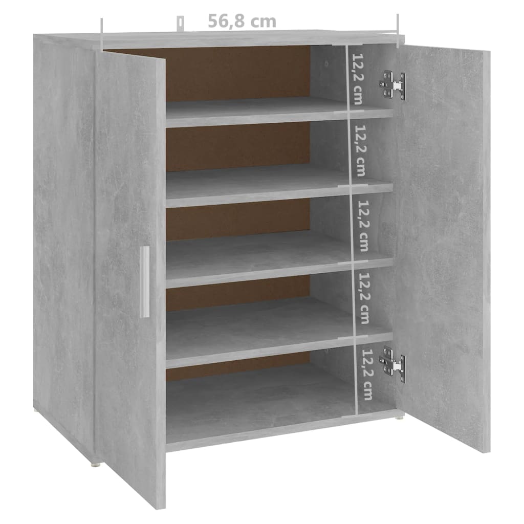 skoskab 60x35x70 cm konstrueret træ betongrå
