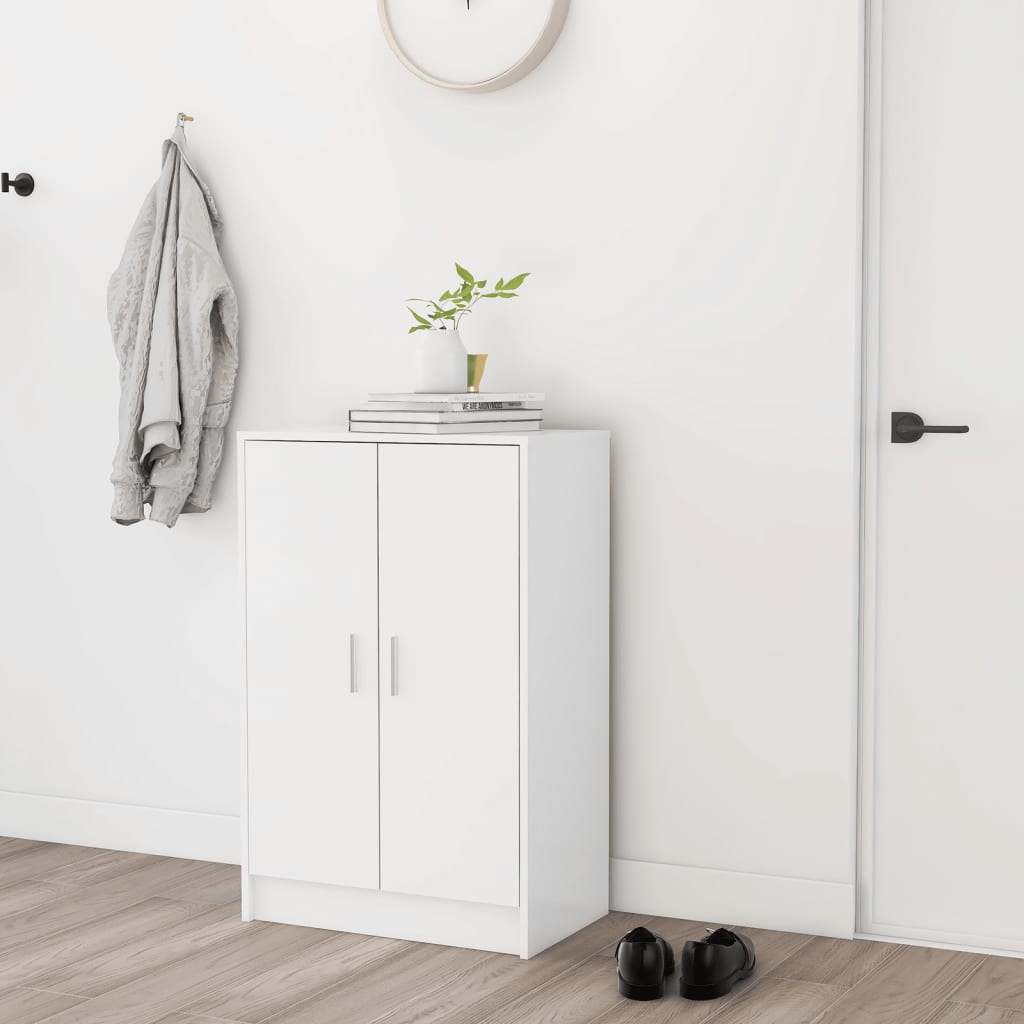 skoskab 60x35x92 cm konstrueret træ hvid