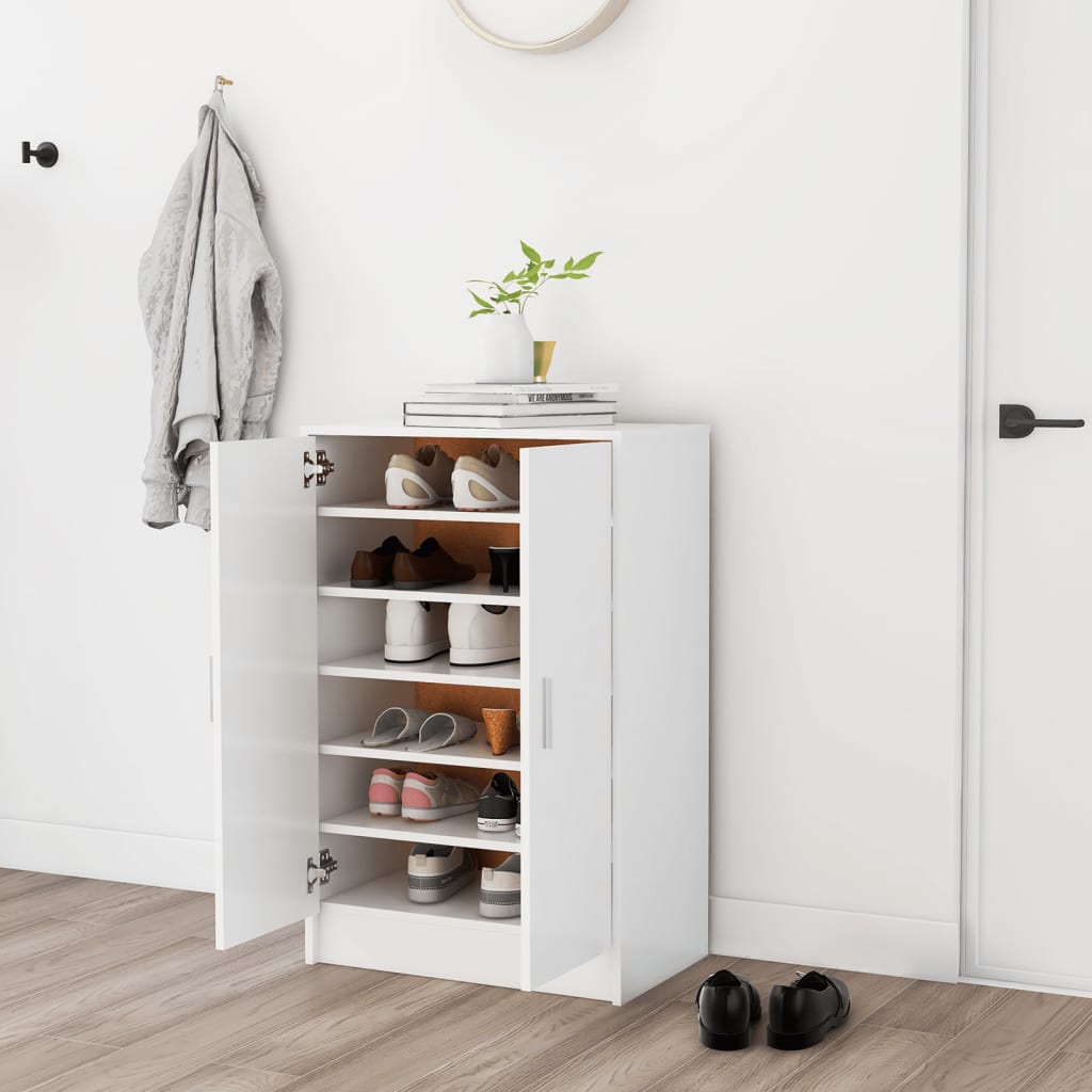 skoskab 60x35x92 cm konstrueret træ hvid