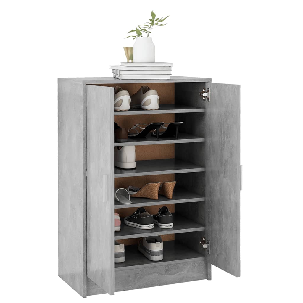 skoskab 60x35x92 cm konstrueret træ betongrå