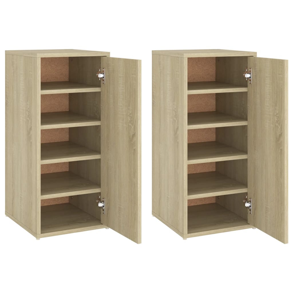 skoskabe 2 stk. 32x35x70 cm konstrueret træ sonoma-eg