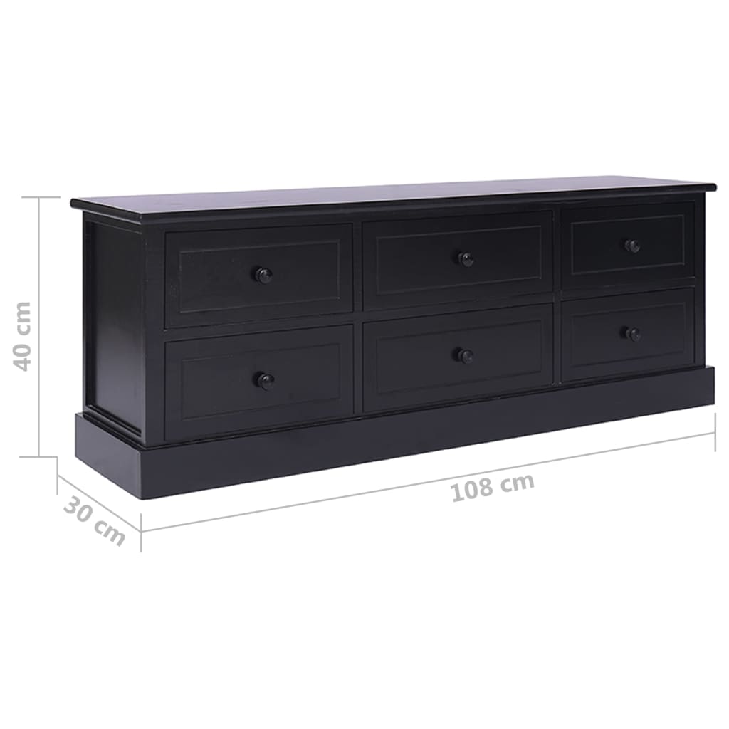 tv-bord 108x30x40 cm massivt kejsertræ sort