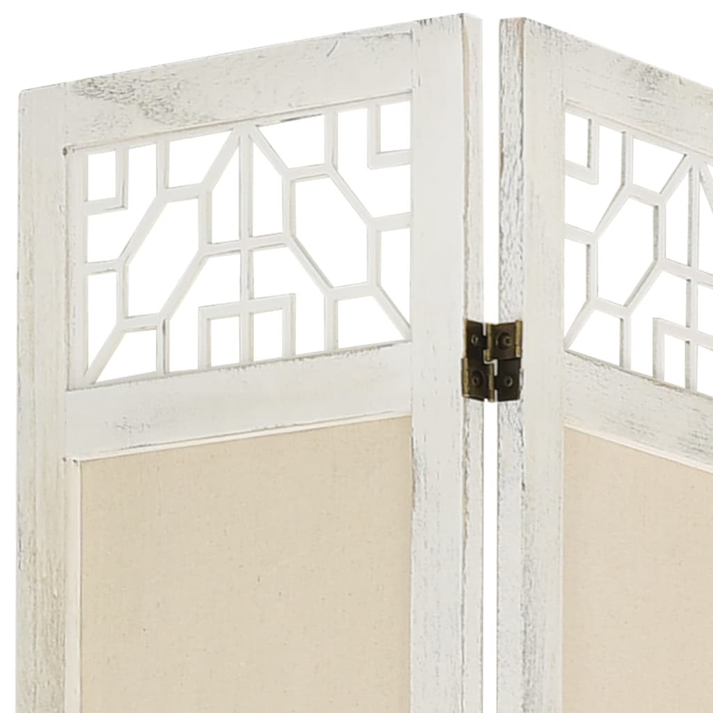5-panels rumdeler 175x165 cm stof cremefarvet