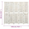 5-panels rumdeler 178,5x166 cm massivt træ antik hvid