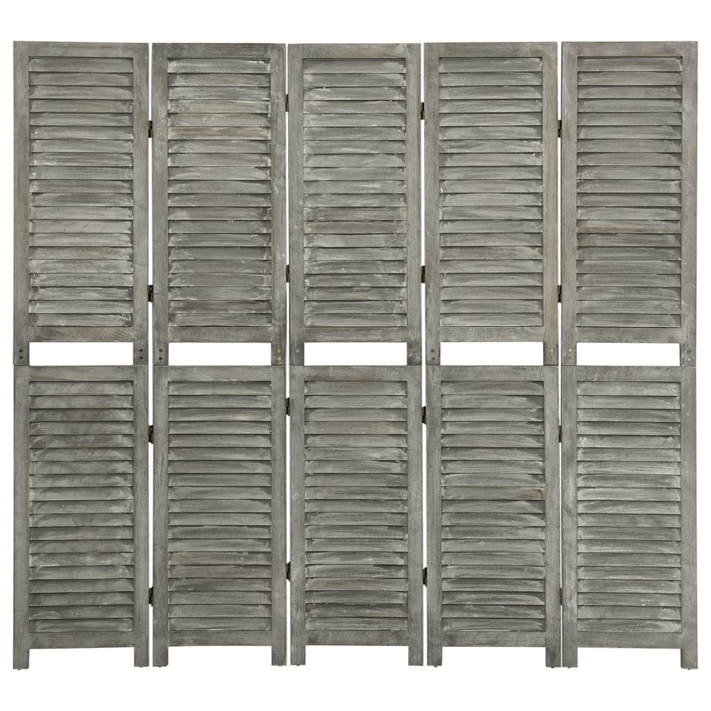 5-panels rumdeler 179x166 cm massivt træ grå