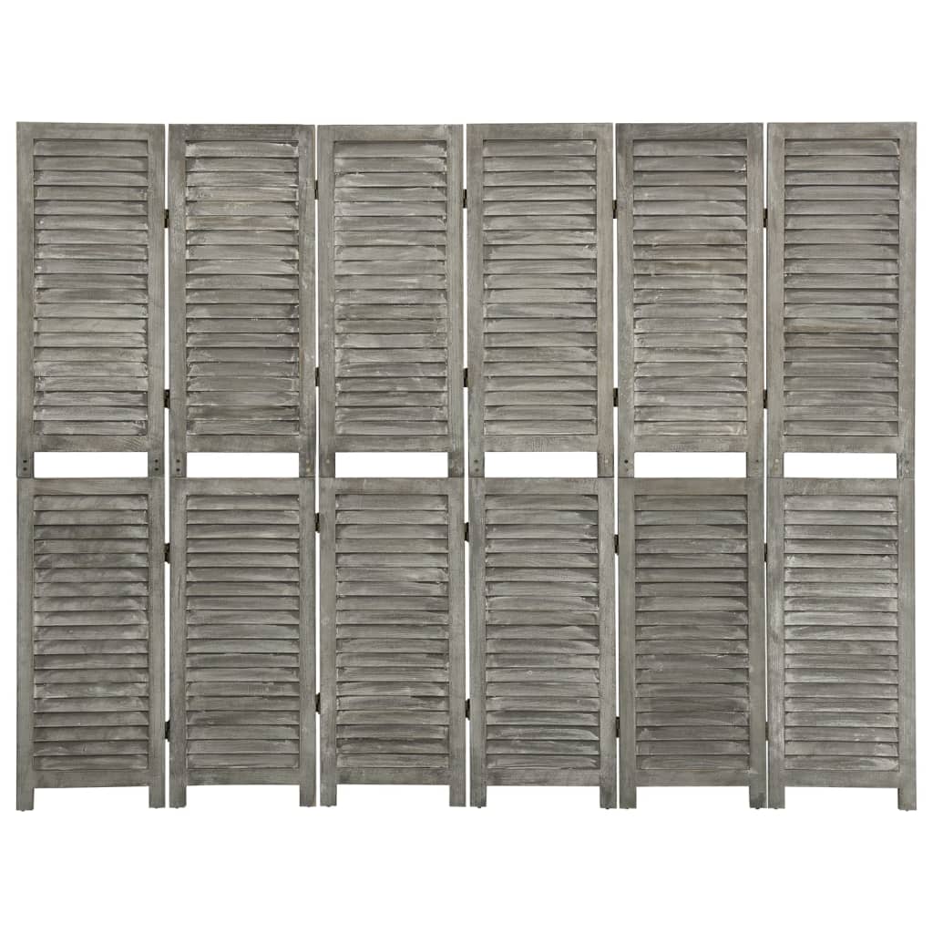 6-panels rumdeler 214x166 cm massivt træ grå