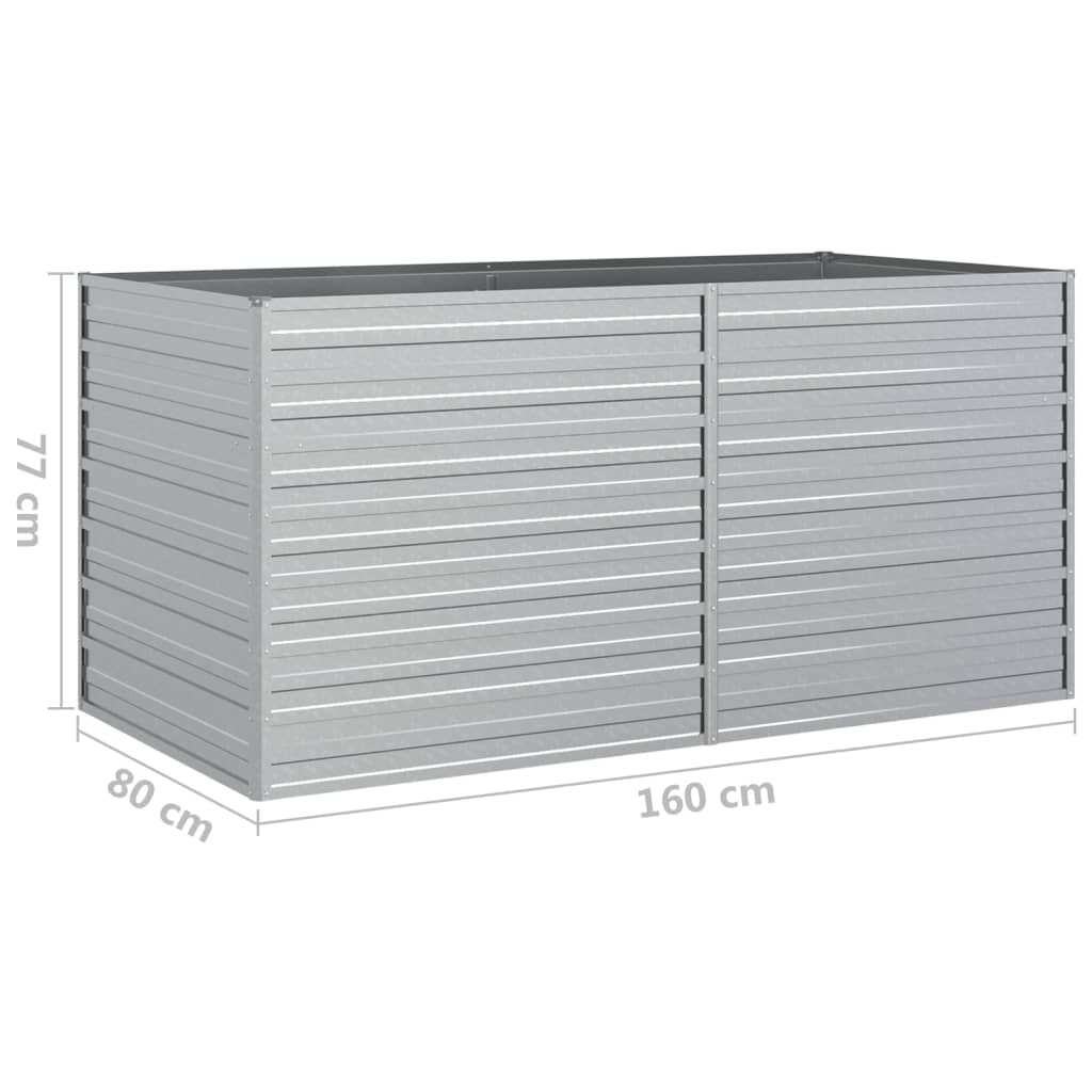 højbed 160x80x77 cm galvaniseret stål sølvfarvet