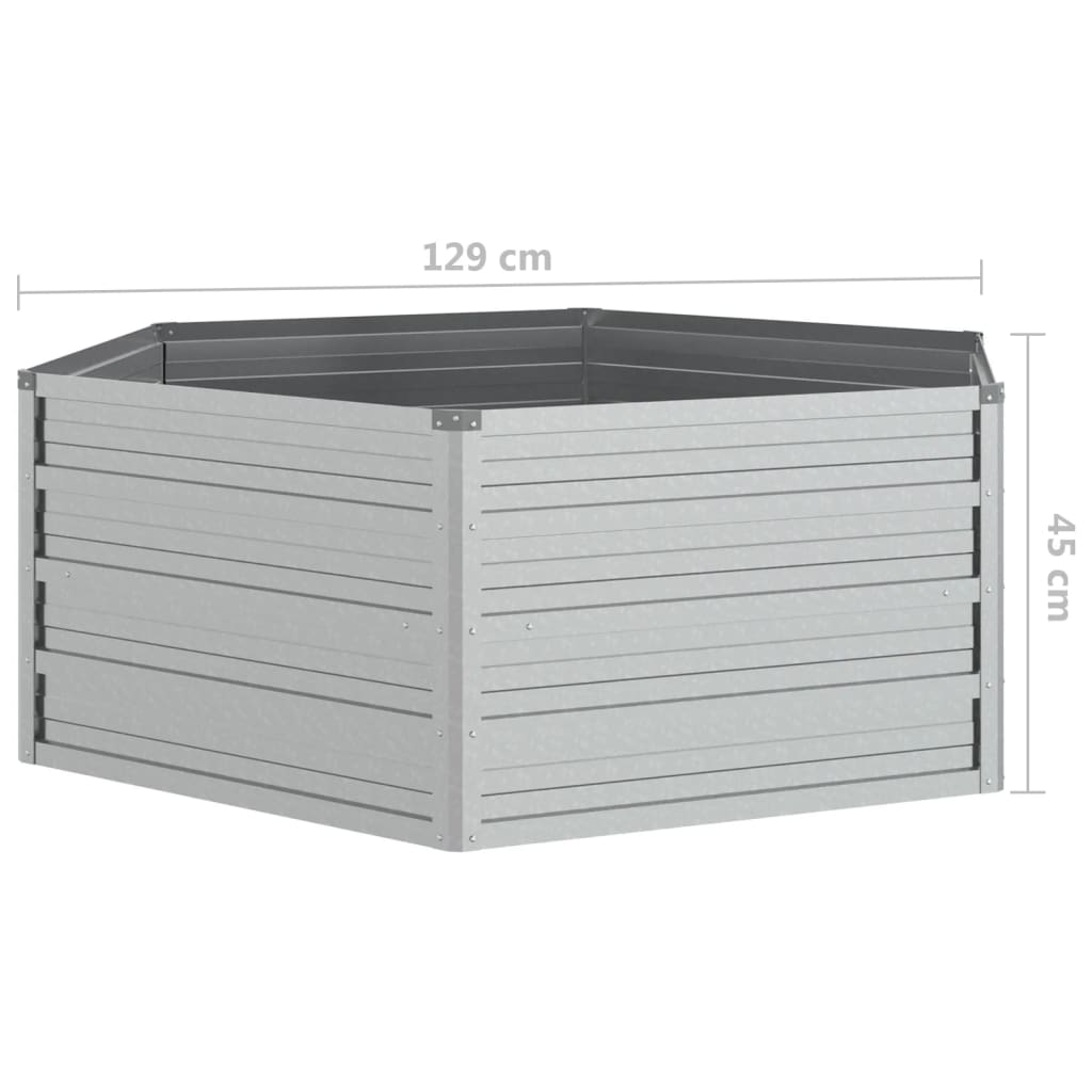 højbed 129x45 cm galvaniseret stål sølvfarvet