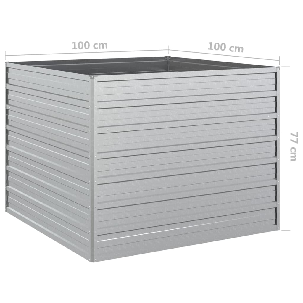 højbed 100x100x77 cm galvaniseret stål sølvfarvet