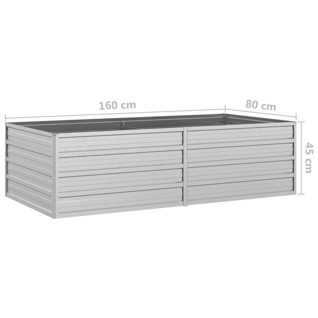 højbed 160x80x45 cm galvaniseret stål sølvfarvet