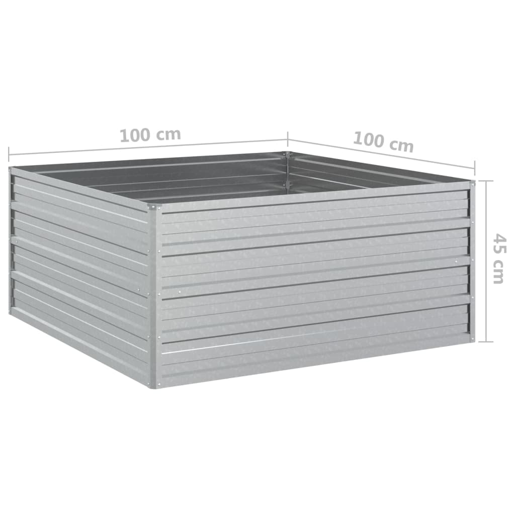 højbed 100x100x45 cm galvaniseret stål sølvfarvet