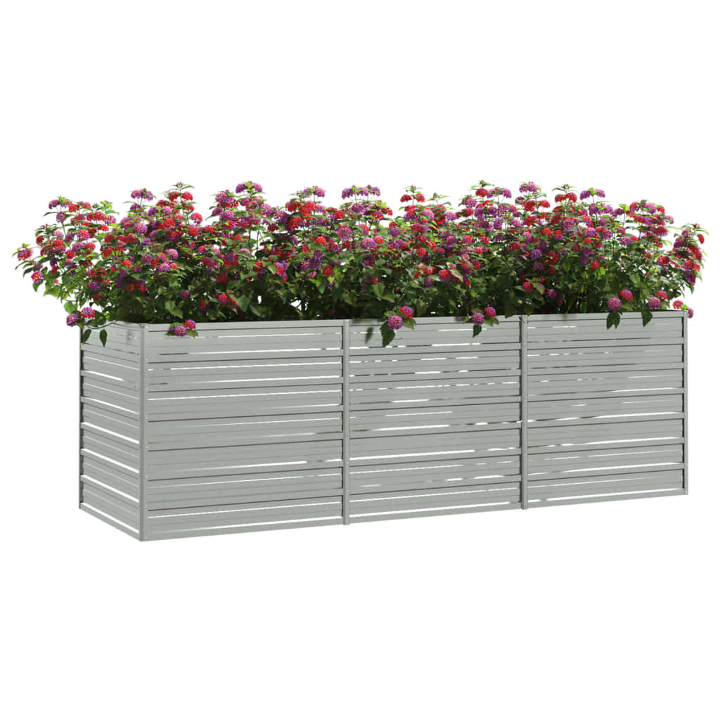 højbed 240x80x77 cm galvaniseret stål sølvfarvet