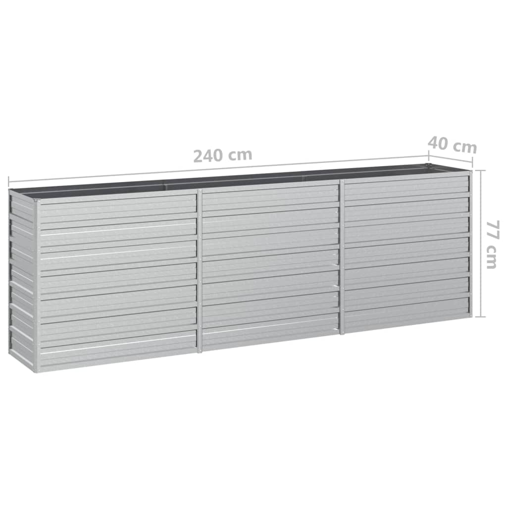 højbed 240x40x77 cm galvaniseret stål sølvfarvet