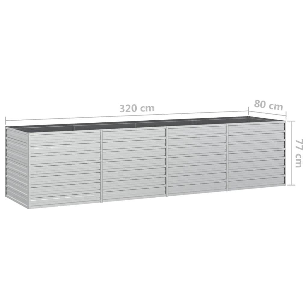 højbed 320x80x77 cm galvaniseret stål sølvfarvet