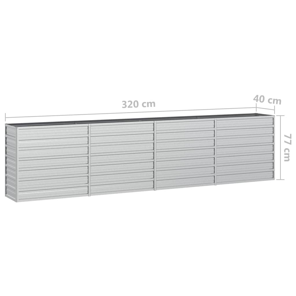 højbed 320x40x77 cm galvaniseret stål sølvfarvet