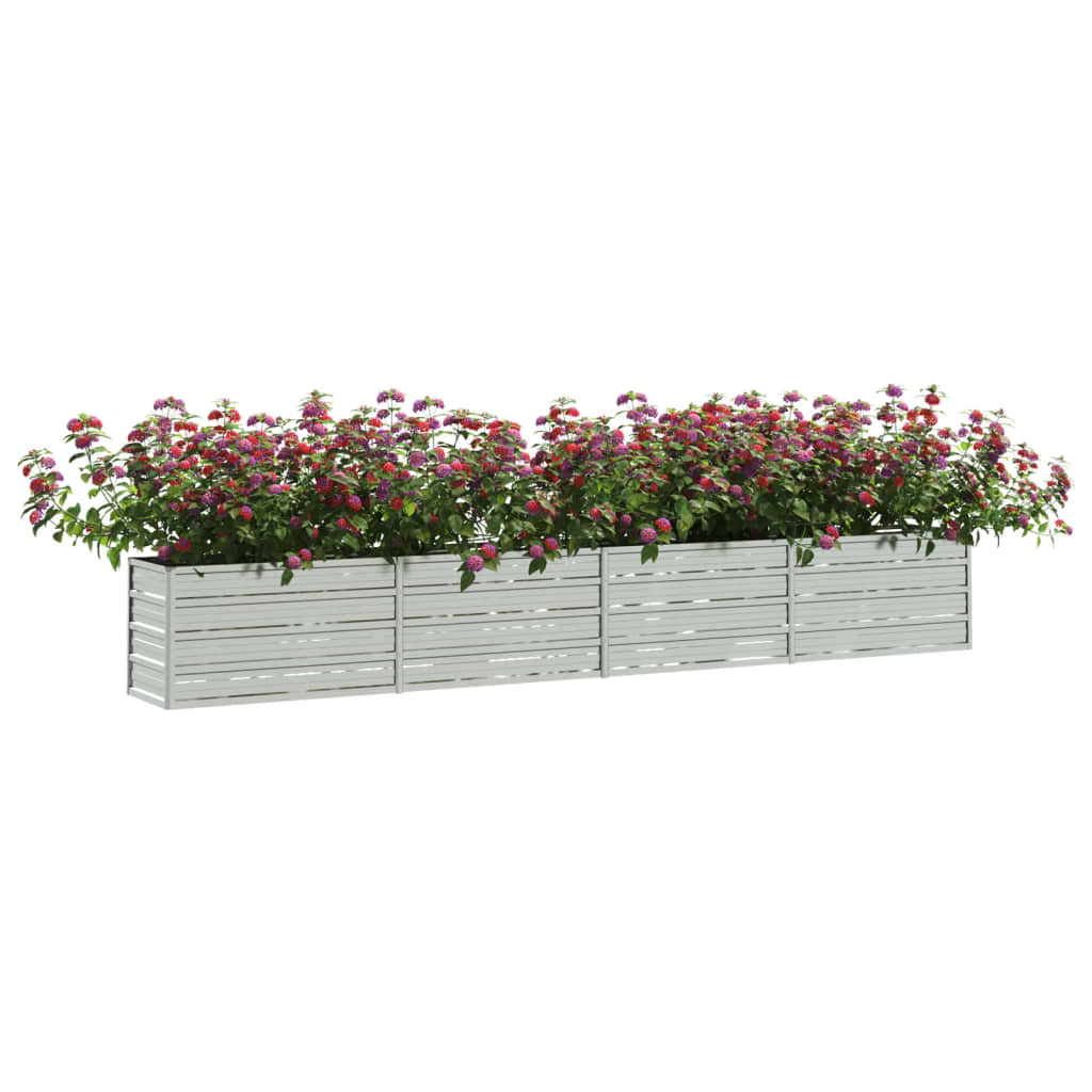 højbed 320x40x45 cm galvaniseret stål sølvfarvet