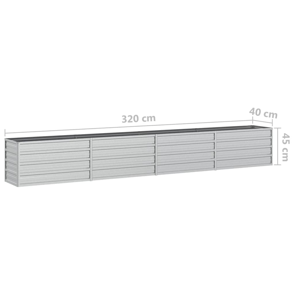 højbed 320x40x45 cm galvaniseret stål sølvfarvet