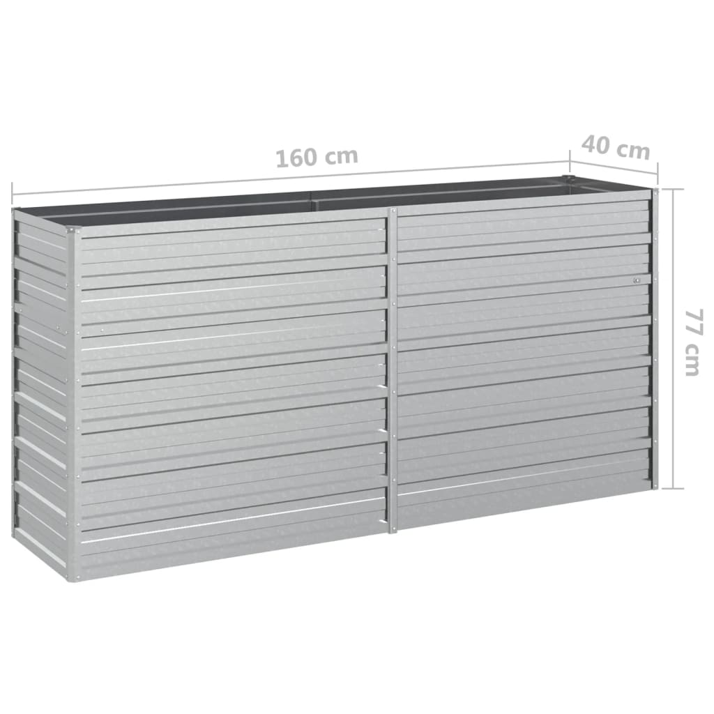 højbed 160x40x77 cm galvaniseret stål sølvfarvet