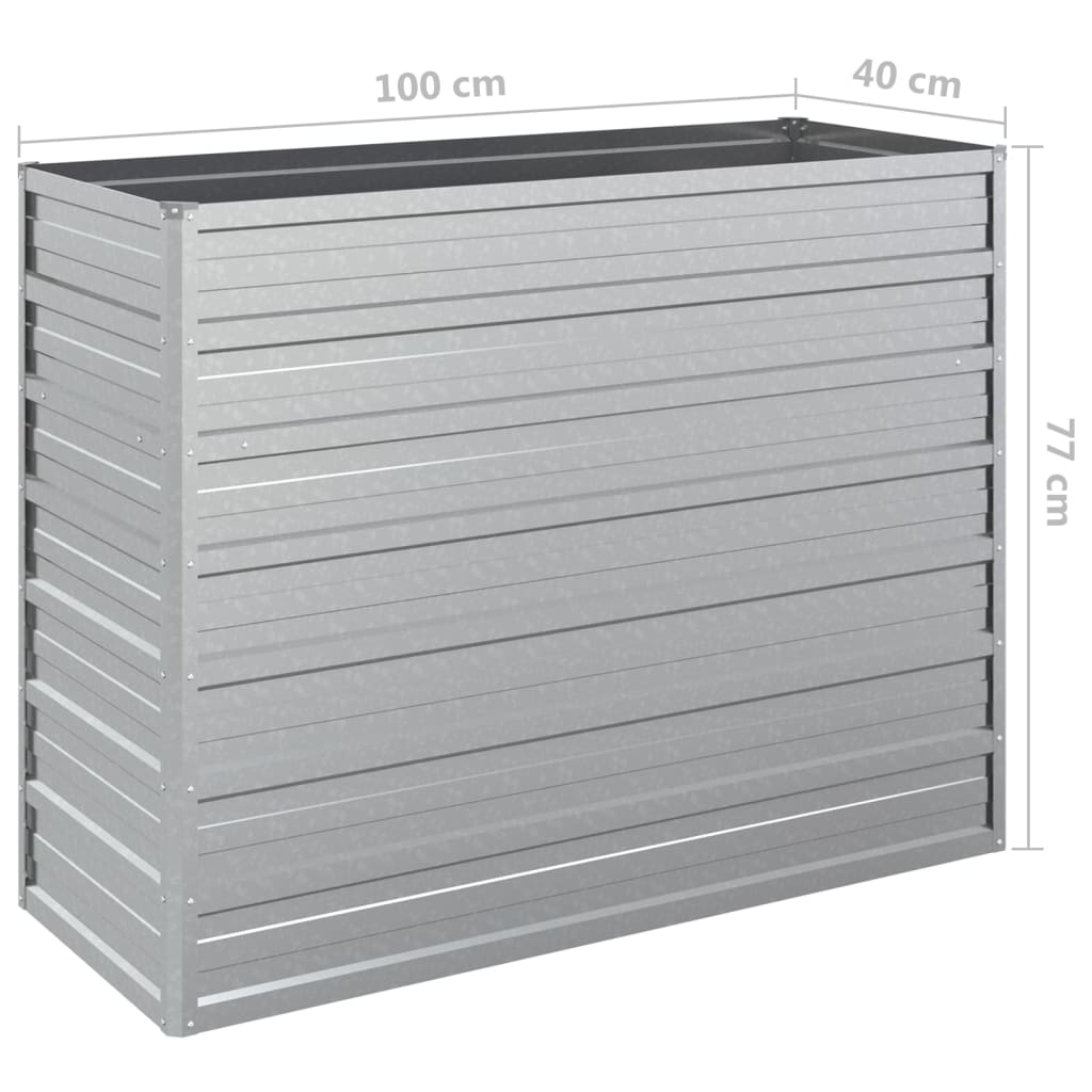 højbed 100x40x77 cm galvaniseret stål sølvfarvet