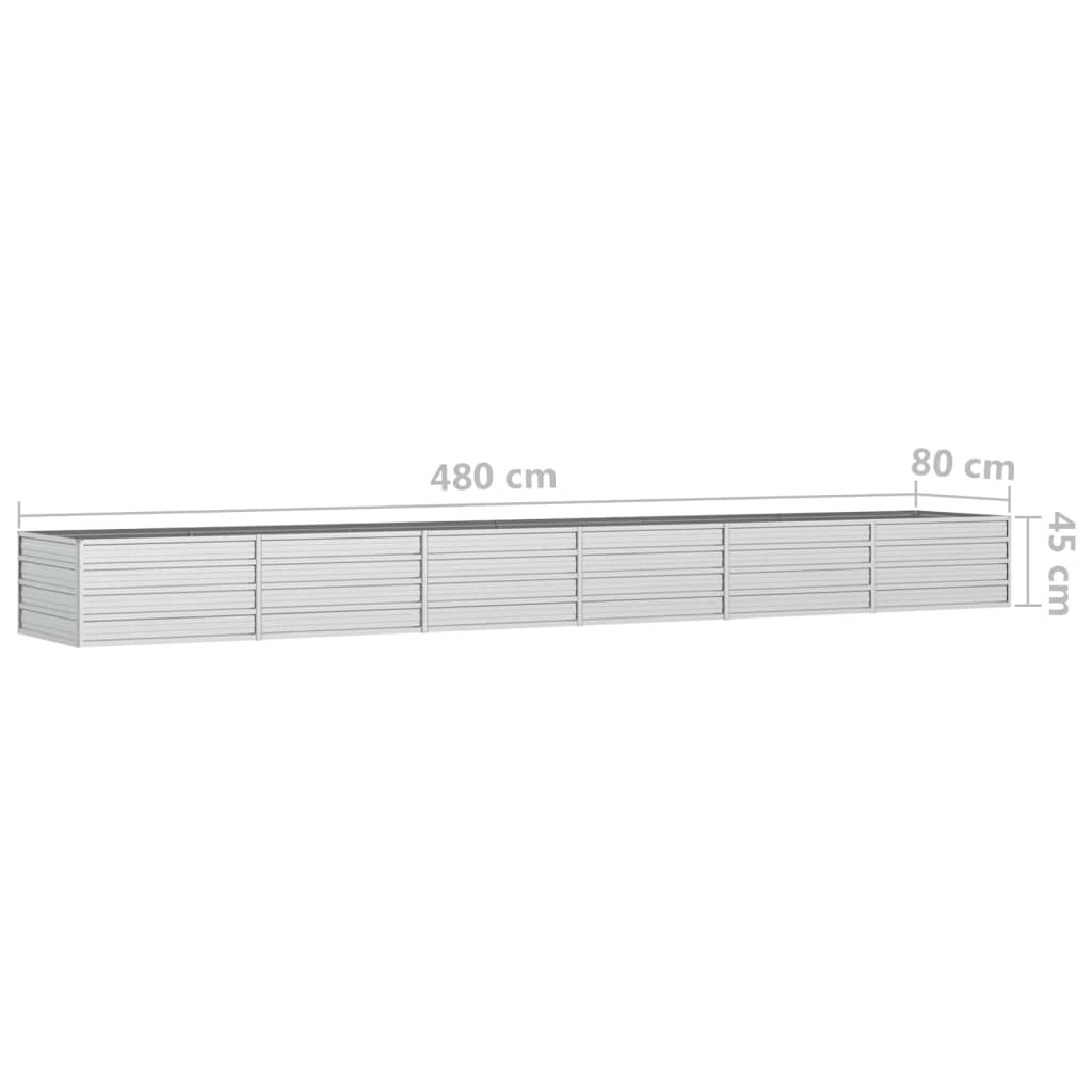 højbed 480x80x45 cm galvaniseret stål sølvfarvet