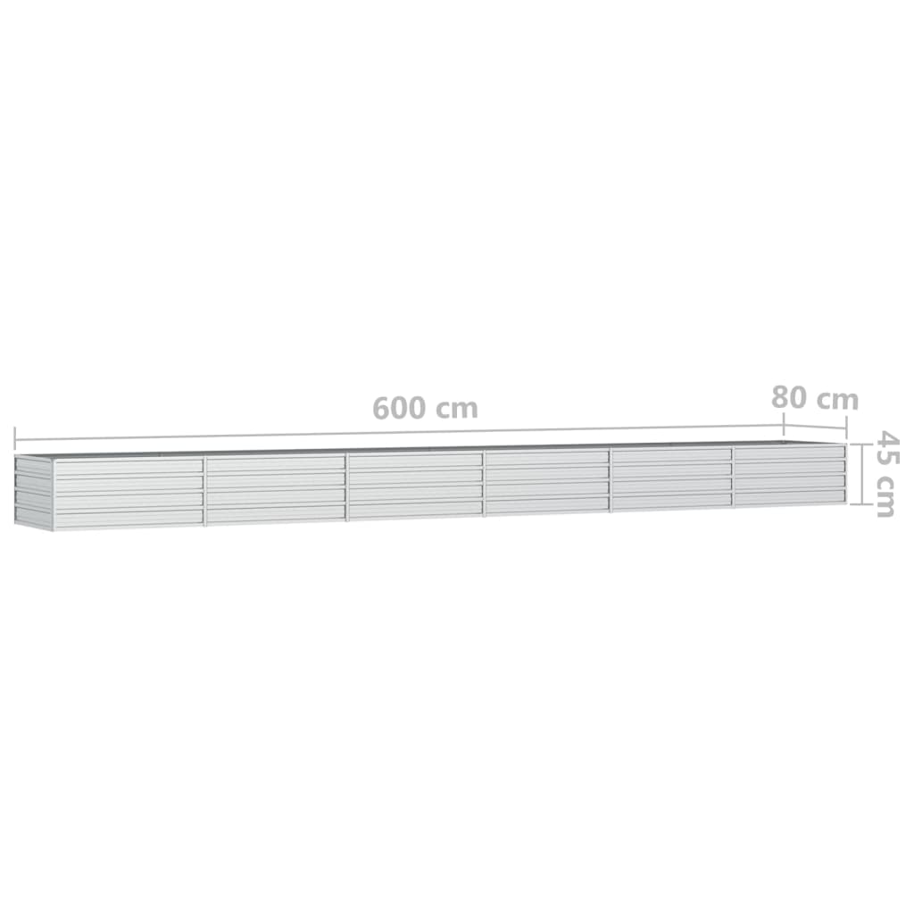 højbed 600x80x45 cm galvaniseret stål sølvfarvet