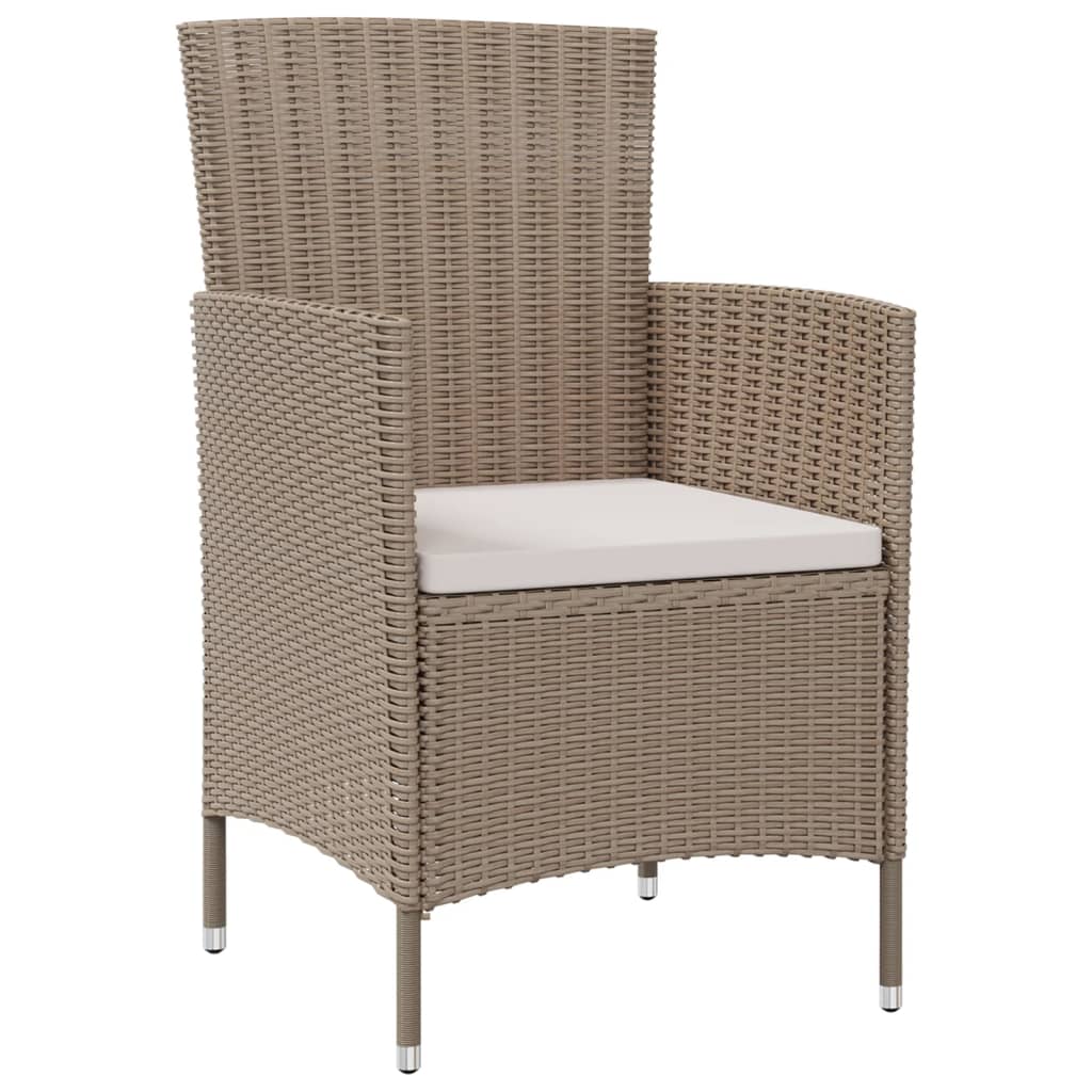 havestole med hynder 2 stk. polyrattan beige