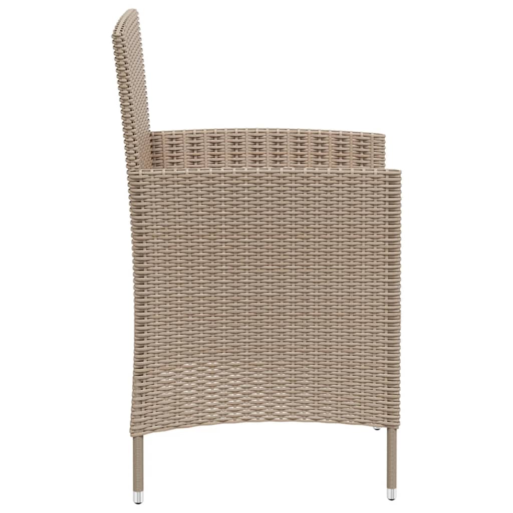 havestole med hynder 2 stk. polyrattan beige